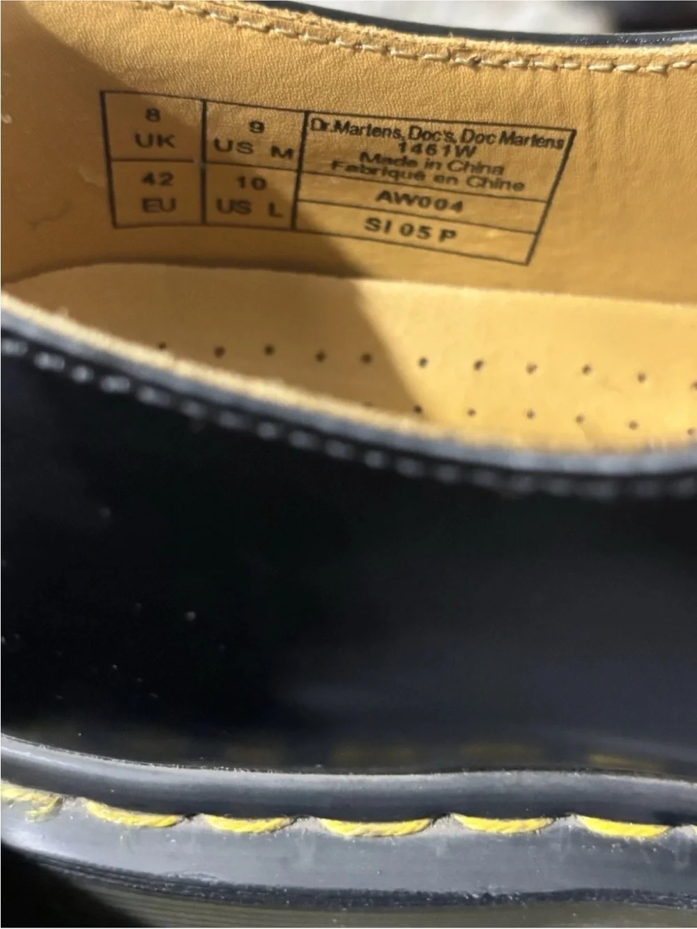 Dr. Martens Black Leather 3-Eye Derby with Yellow Welt Stitch